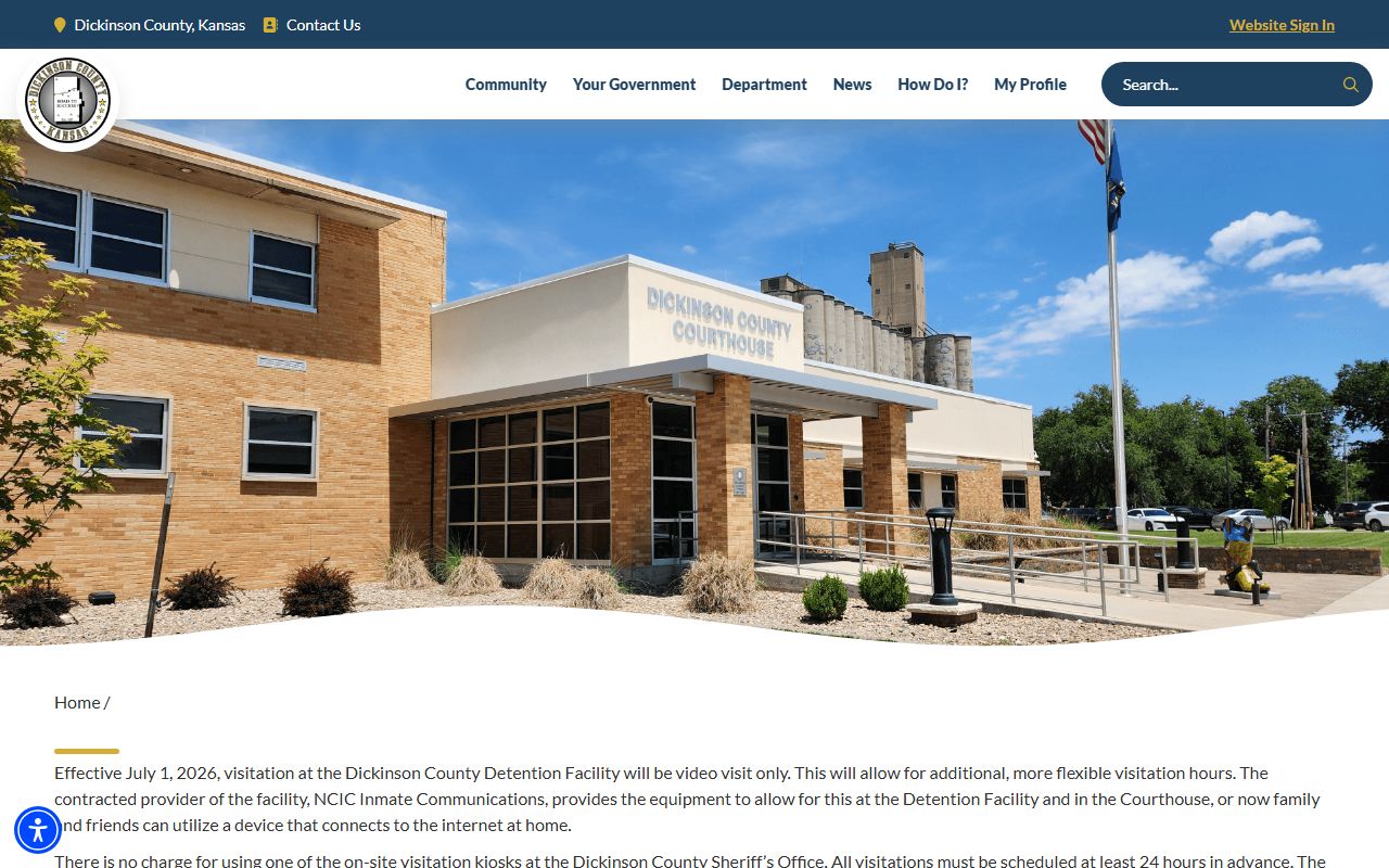 Dickinson County Detention Facility visitation schedule
